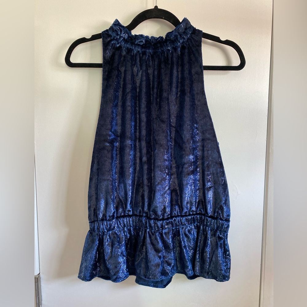 Ramy Brook Velvety Dark Blue Top - Size L